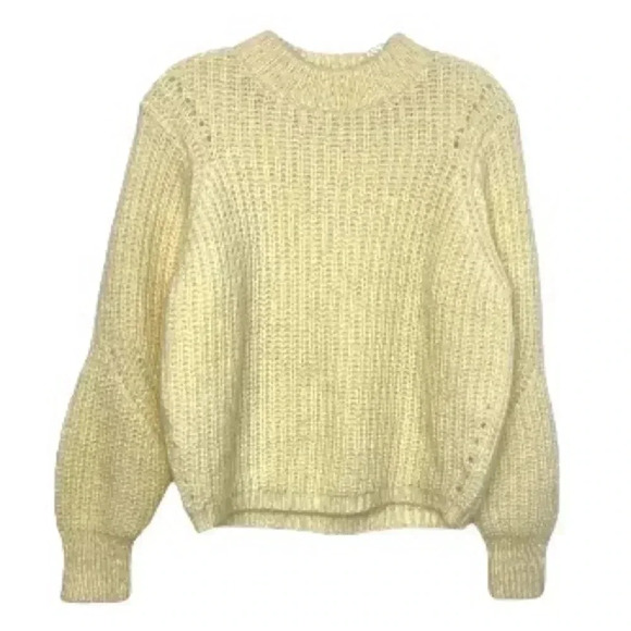 Daisy Cream Chic Elegant Minimalist Knit Crewneck Sweater - Picture 1 of 6